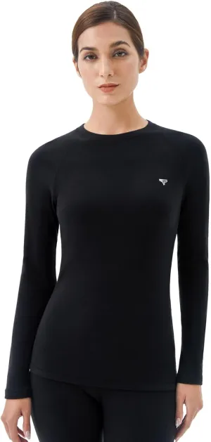 Thermal Underwear Womens - Base Layer Fleece Lined Top for Women, Long Sleeve Shirt Layering for Winter Cold Weather