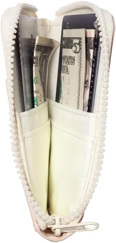 Thread Wallets RFID Blocking Leather Zip Wallet with Card Holder for Men and Women (Off White)
