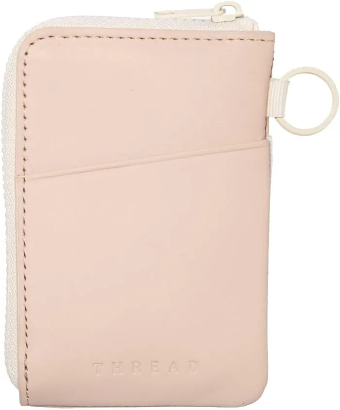 Thread Wallets RFID Blocking Leather Zip Wallet with Card Holder for Men and Women (Off White)