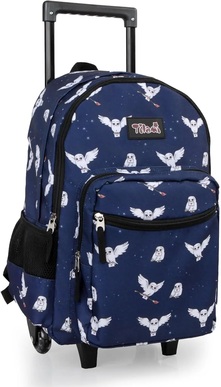 Tilami Double Hand Rolling Backpack,Owls Blue