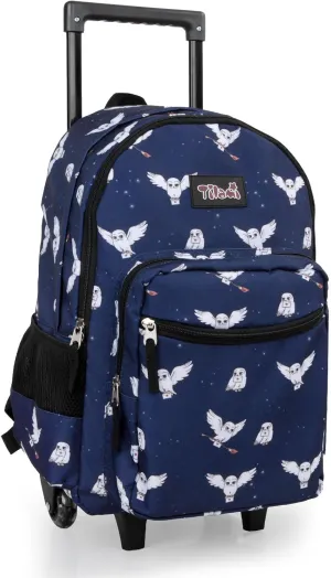 Tilami Double Hand Rolling Backpack,Owls Blue