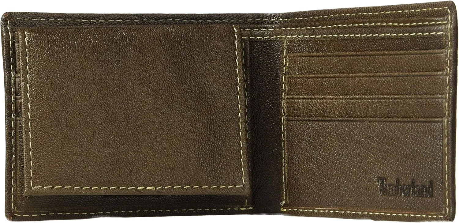 Timberland Men's Leather Passcase Security RFID Wallet, Dark Brown, One Size