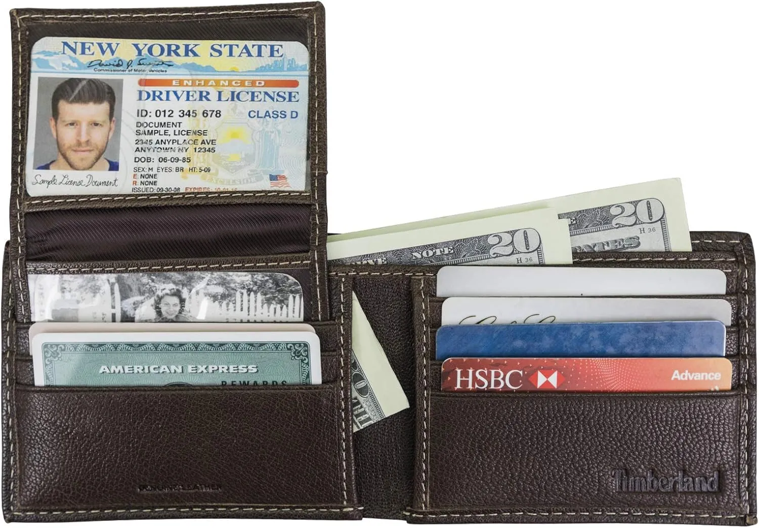 Timberland Men's Leather Passcase Security RFID Wallet, Dark Brown, One Size