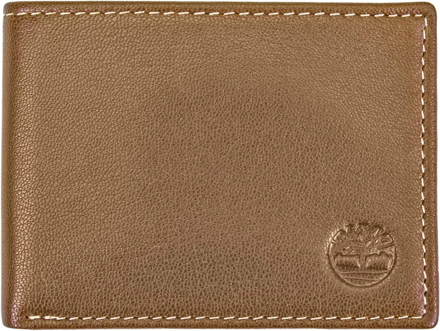 Timberland Men's Leather Passcase Trifold Wallet Hybrid, Tan, One Size
