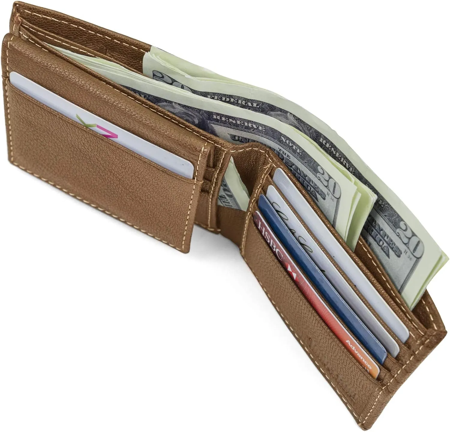 Timberland Men's Leather Passcase Trifold Wallet Hybrid, Tan, One Size