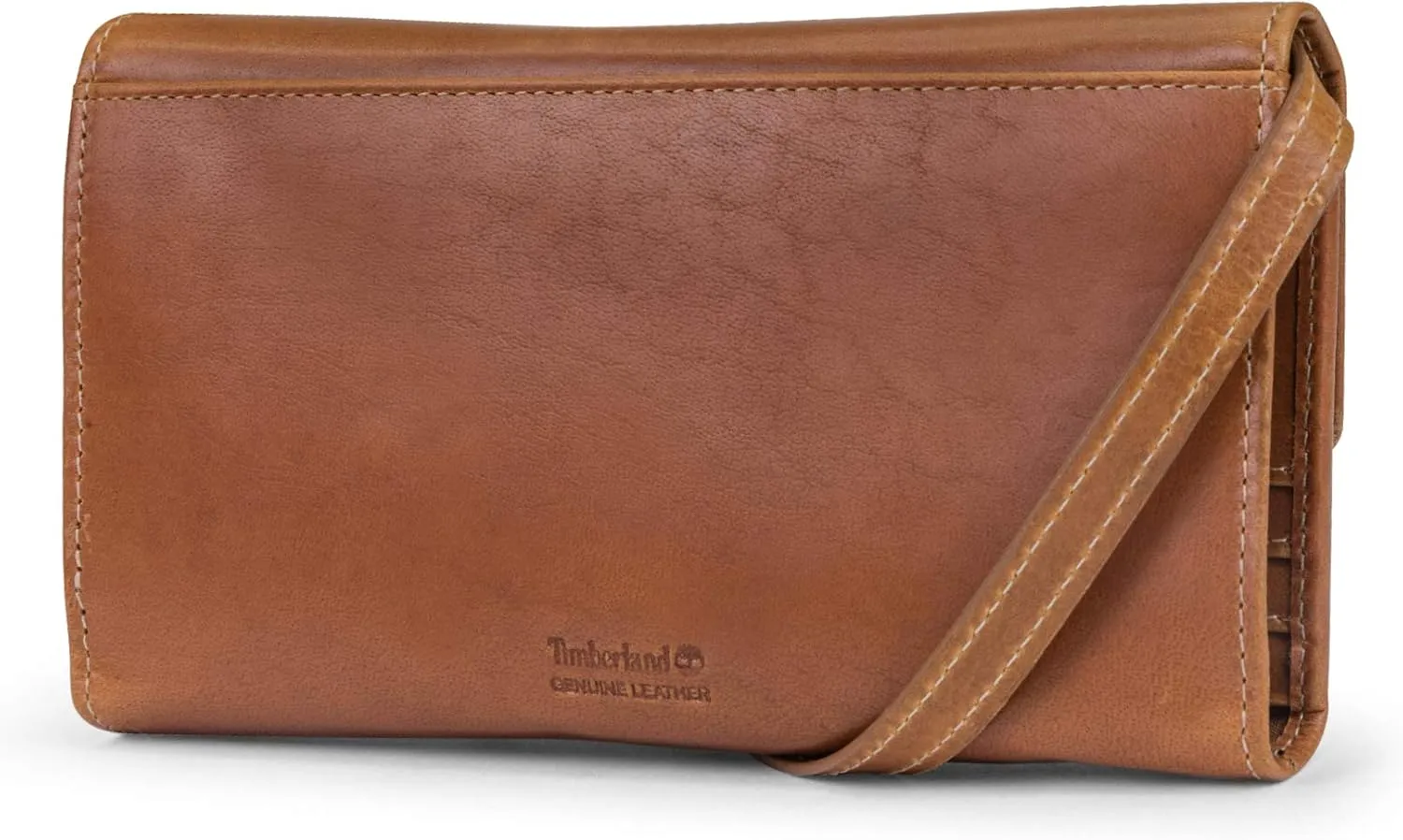 Timberland RFID Leather Wallet Phone Bag with Detachable Crossbody Strap, Cognac (Buff Apache)