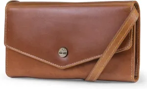Timberland RFID Leather Wallet Phone Bag with Detachable Crossbody Strap, Cognac (Buff Apache)