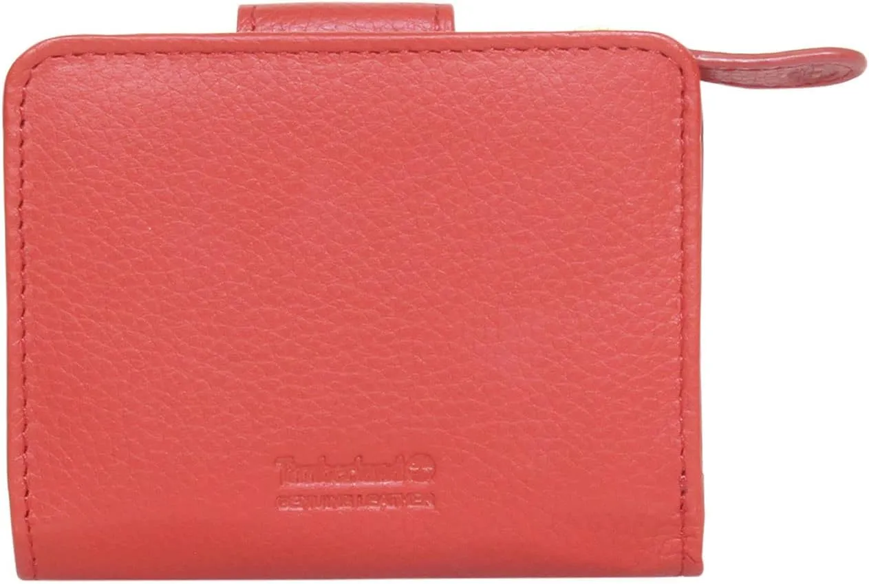 Timberland Women's Leather RFID Small Indexer Wallet Billfold, Red, One Size