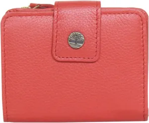Timberland Women's Leather RFID Small Indexer Wallet Billfold, Red, One Size