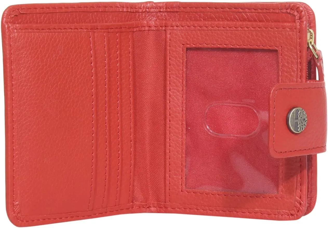 Timberland Women's Leather RFID Small Indexer Wallet Billfold, Red, One Size