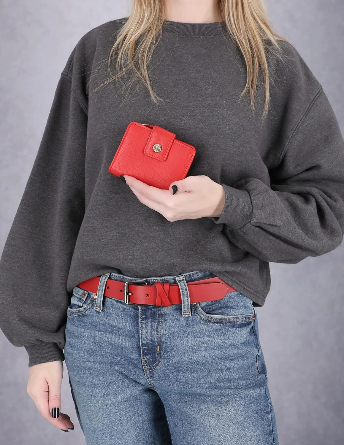 Timberland Women's Leather RFID Small Indexer Wallet Billfold, Red, One Size