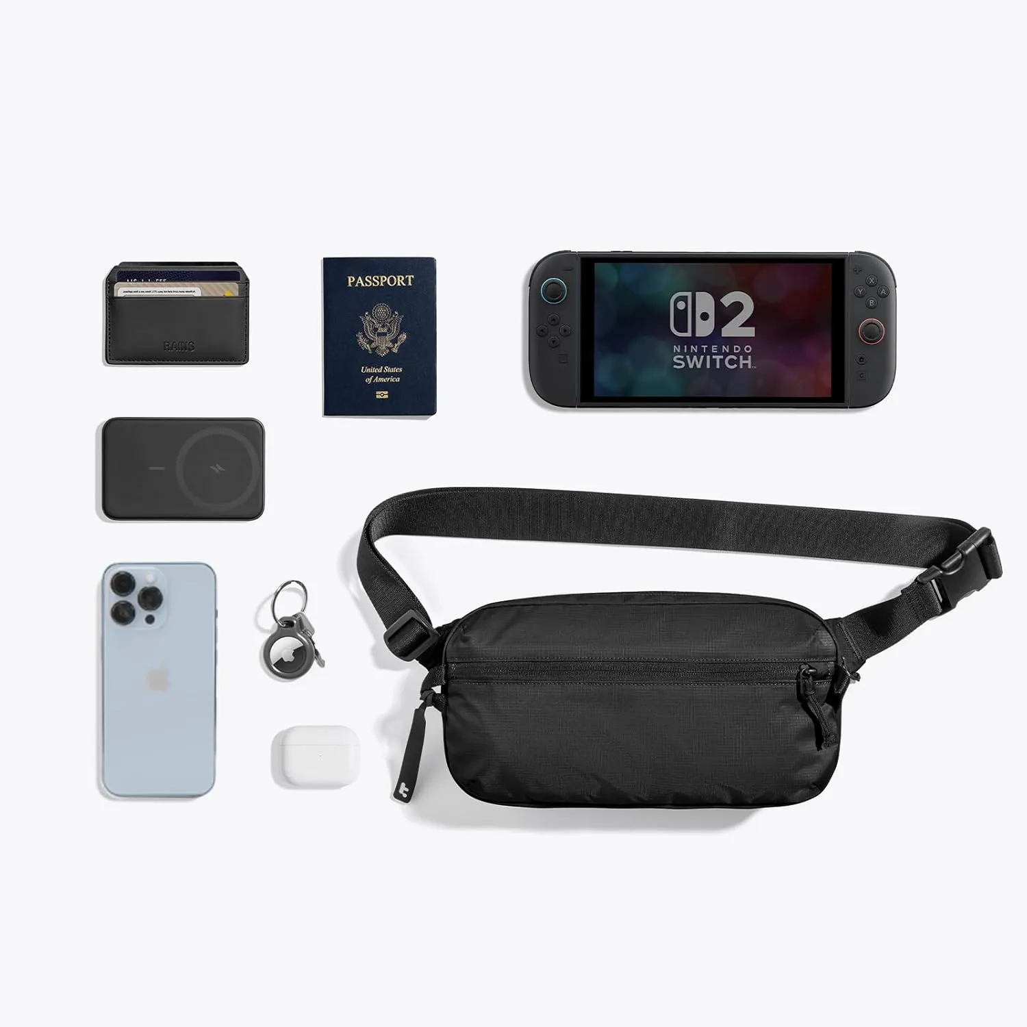 tomtoc 3.5L Sling Bag with RFID Blocking, Crossbody Bag Chest Shoulder Pack for Men and Women, Water-resistant Lightweight Casual Waist Fanny Pack for Travel/Daily Use, for Nintendo Switch 2