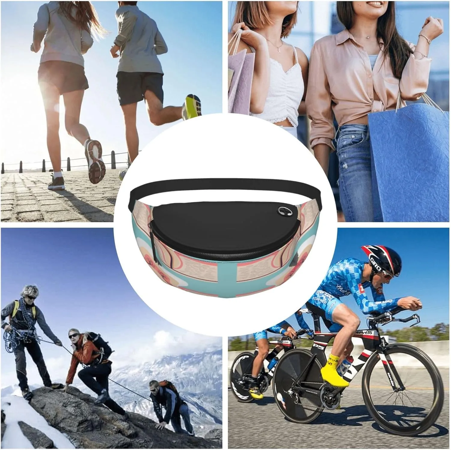 Tooth Anatomy Cut Teeth Fanny Pack, Crossbody Waist Packs for Women Men Waist Bags with Adjustable Strap for Travel Running Hiking Sport