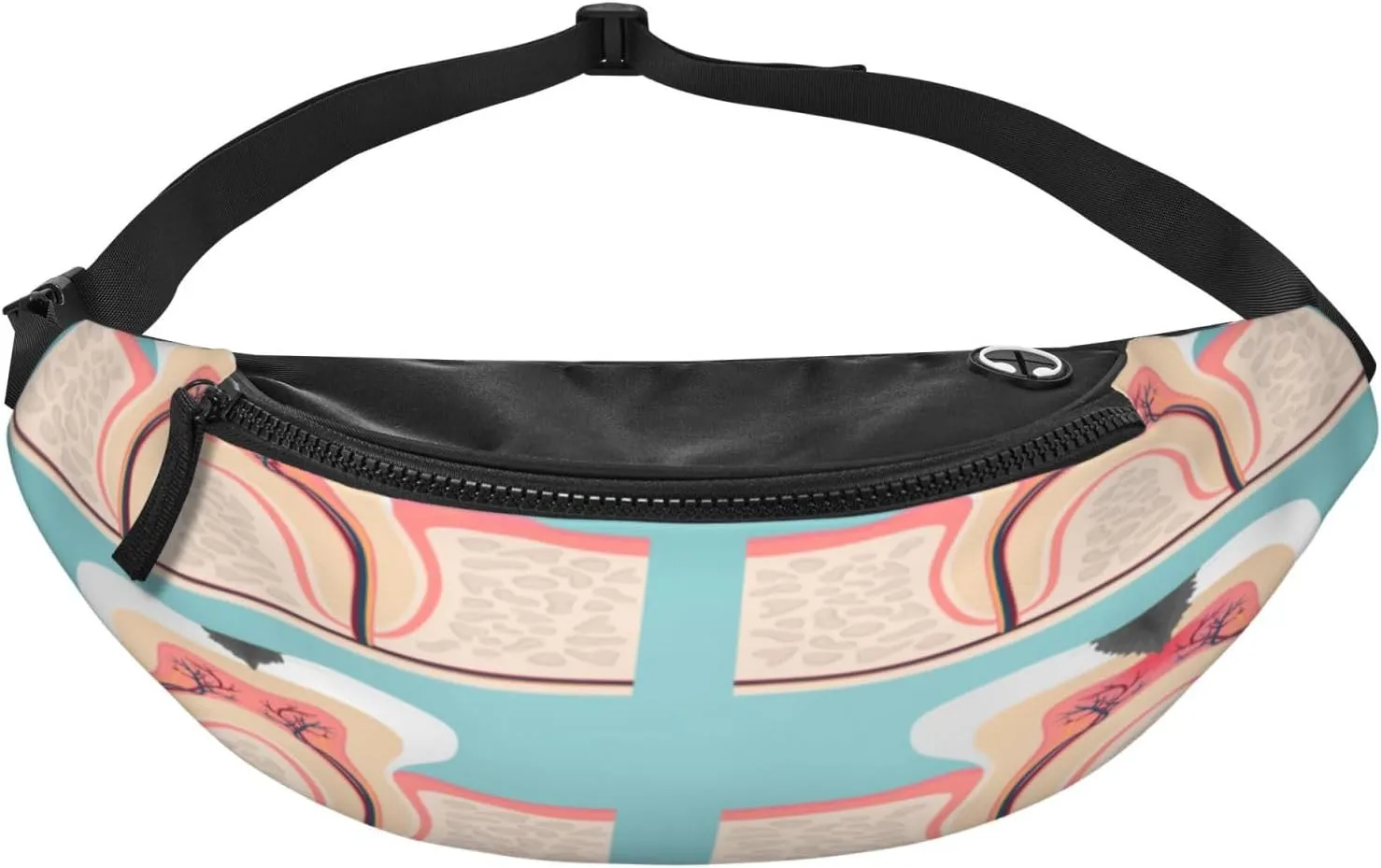 Tooth Anatomy Cut Teeth Fanny Pack, Crossbody Waist Packs for Women Men Waist Bags with Adjustable Strap for Travel Running Hiking Sport