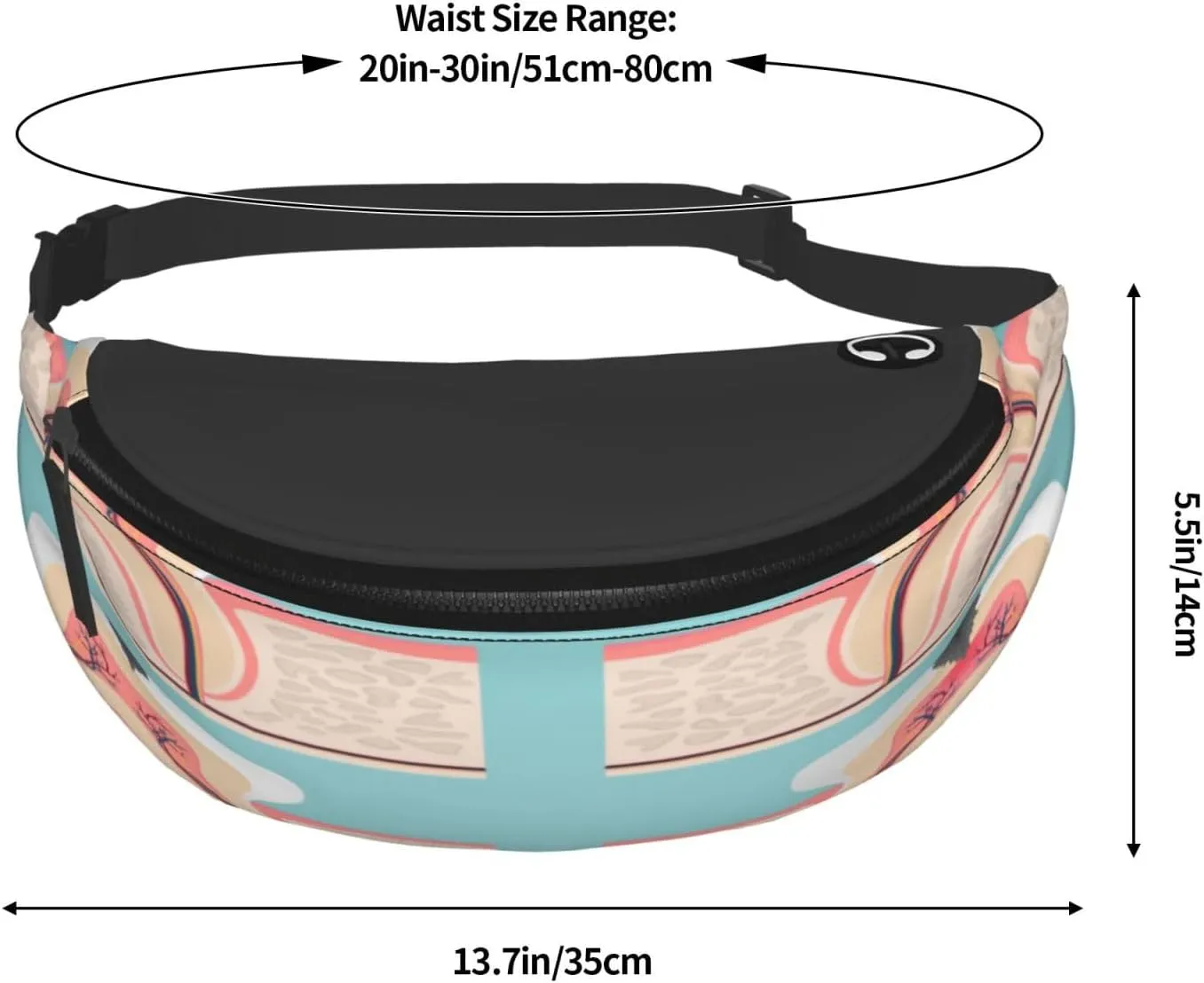 Tooth Anatomy Cut Teeth Fanny Pack, Crossbody Waist Packs for Women Men Waist Bags with Adjustable Strap for Travel Running Hiking Sport