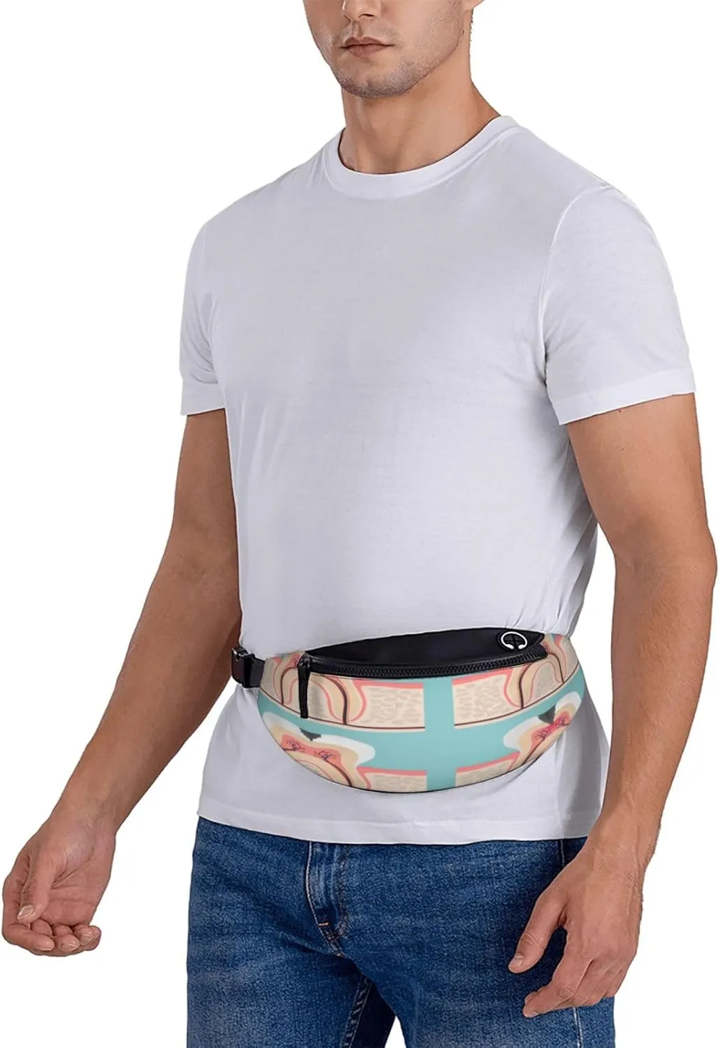 Tooth Anatomy Cut Teeth Fanny Pack, Crossbody Waist Packs for Women Men Waist Bags with Adjustable Strap for Travel Running Hiking Sport