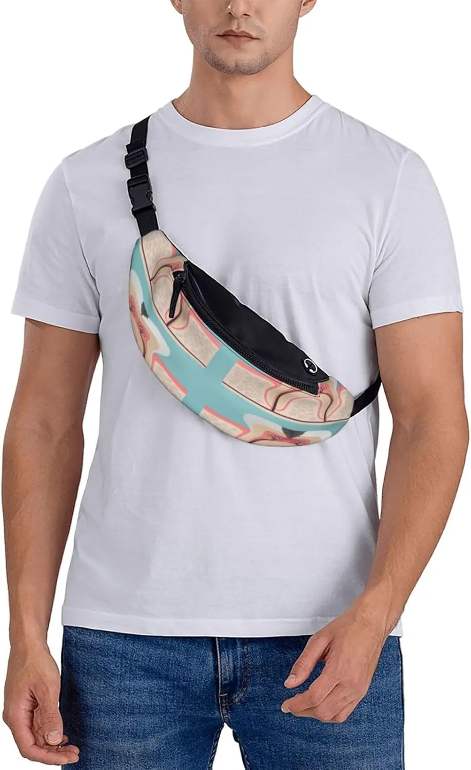 Tooth Anatomy Cut Teeth Fanny Pack, Crossbody Waist Packs for Women Men Waist Bags with Adjustable Strap for Travel Running Hiking Sport