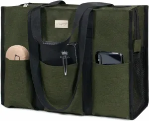 TOPDesign Utility Water Resistant Tote Bag with 13 Pockets, Top Zipper Closure & Thick Bottom Support, for Working Women