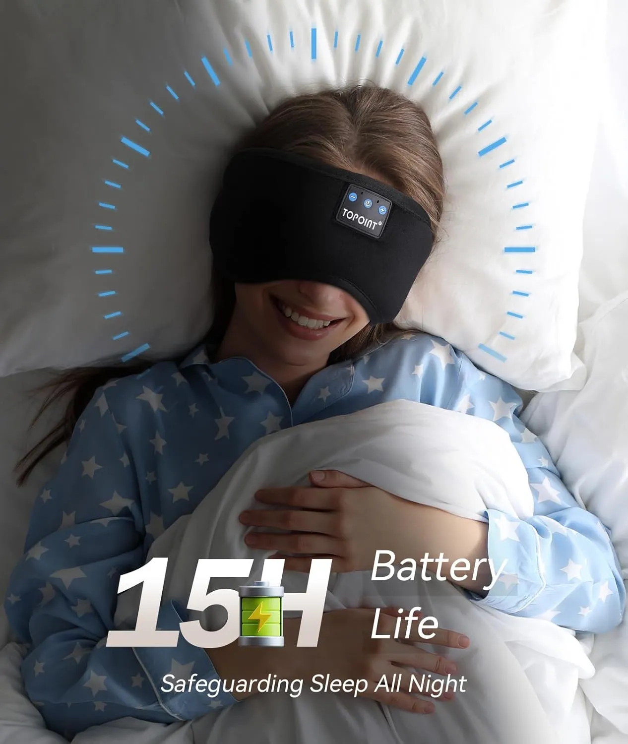 TOPOINT Sleep Mask with Headphones Bluetooth 5.4 Wireless, Sleep Headphones Earphones Earbuds with Microphone HD Speakers Music, Blackout Eye Mask for Sleeping Travel Meditation Men Women Cool Gadgets