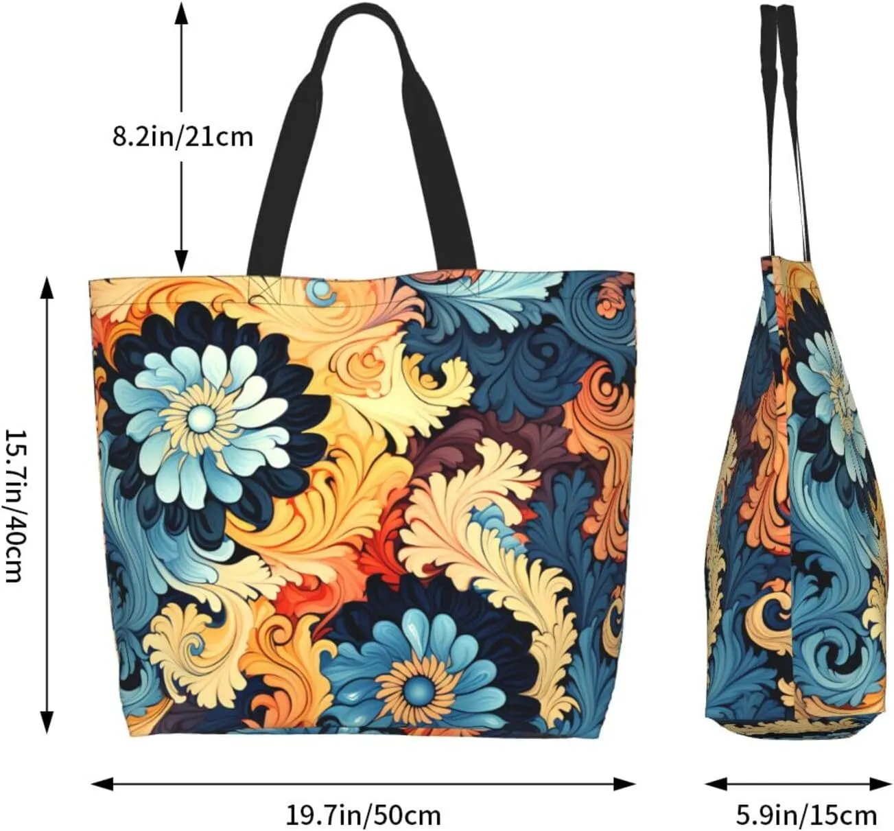 Tote Bag for Women Grocery Bag Reusable Shopping Bag Beauty Daisy Handbag Foldable Shoulder Bag