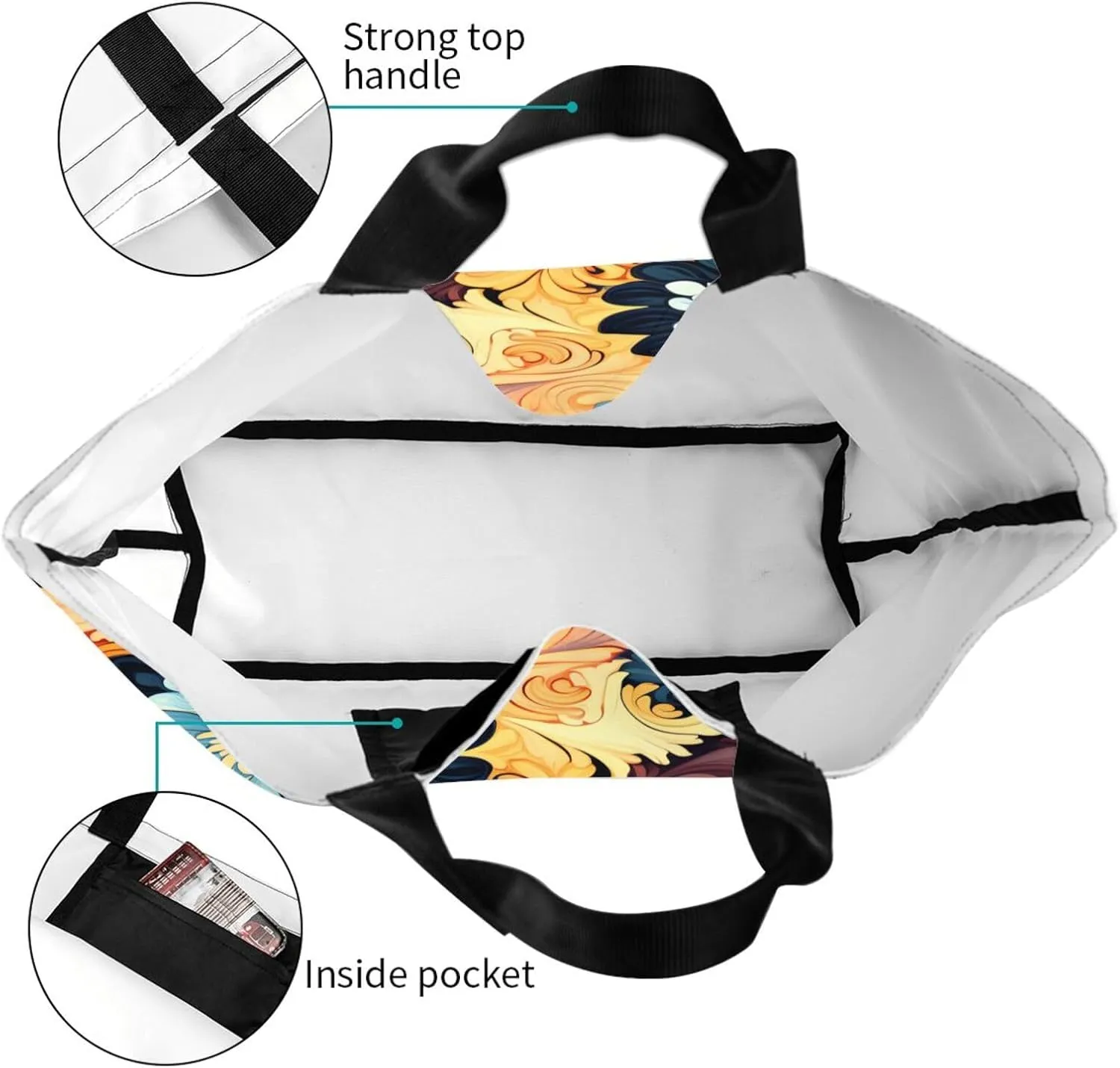 Tote Bag for Women Grocery Bag Reusable Shopping Bag Beauty Daisy Handbag Foldable Shoulder Bag