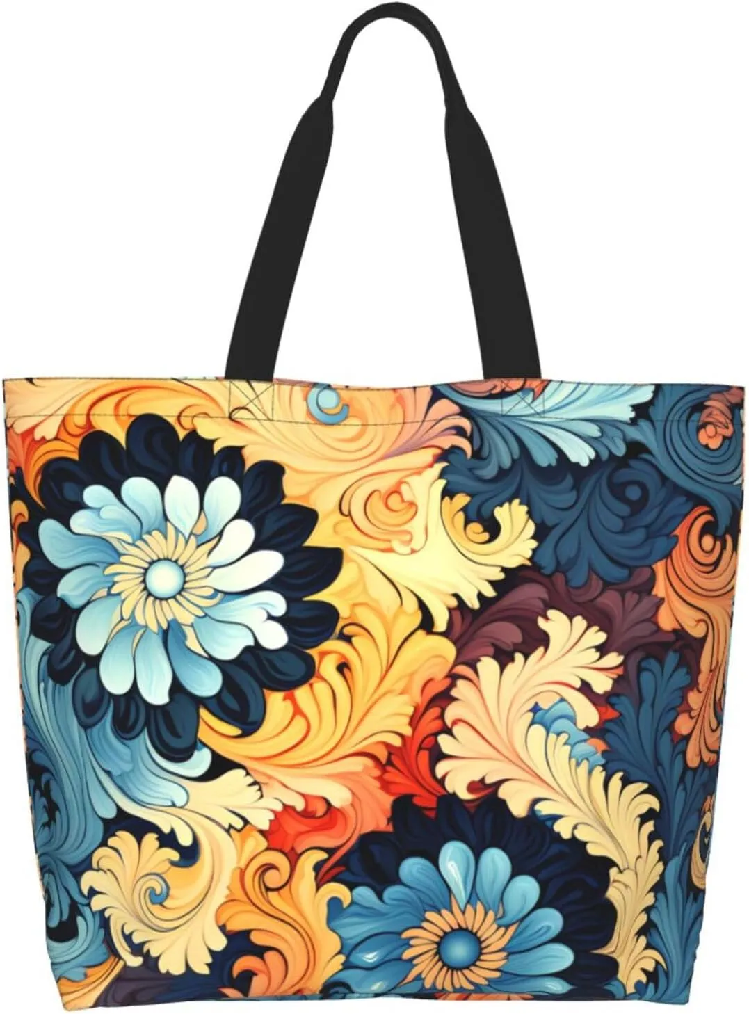 Tote Bag for Women Grocery Bag Reusable Shopping Bag Beauty Daisy Handbag Foldable Shoulder Bag