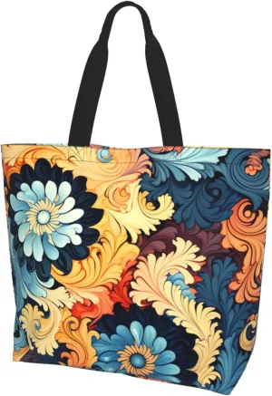 Tote Bag for Women Grocery Bag Reusable Shopping Bag Beauty Daisy Handbag Foldable Shoulder Bag