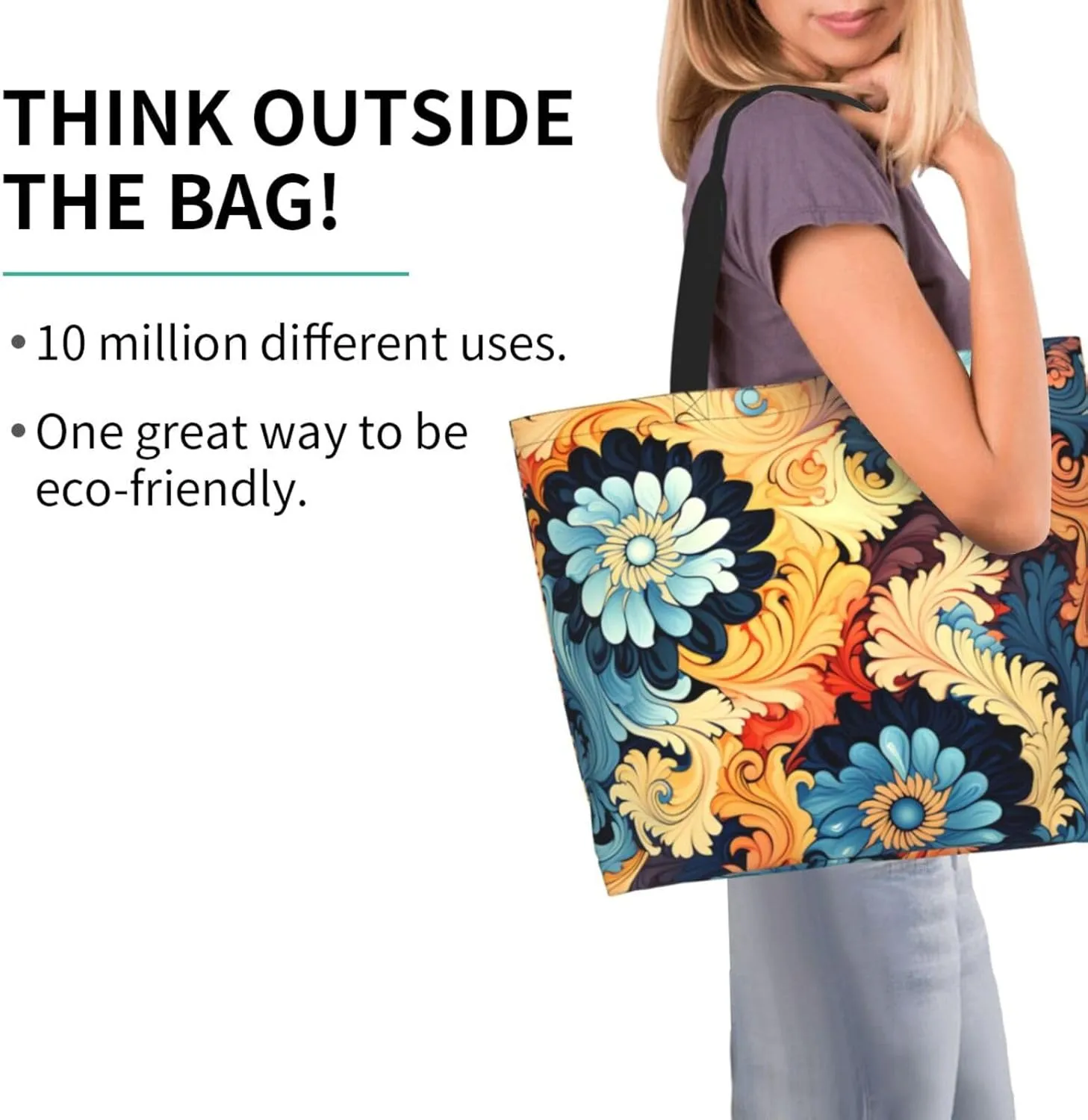 Tote Bag for Women Grocery Bag Reusable Shopping Bag Beauty Daisy Handbag Foldable Shoulder Bag