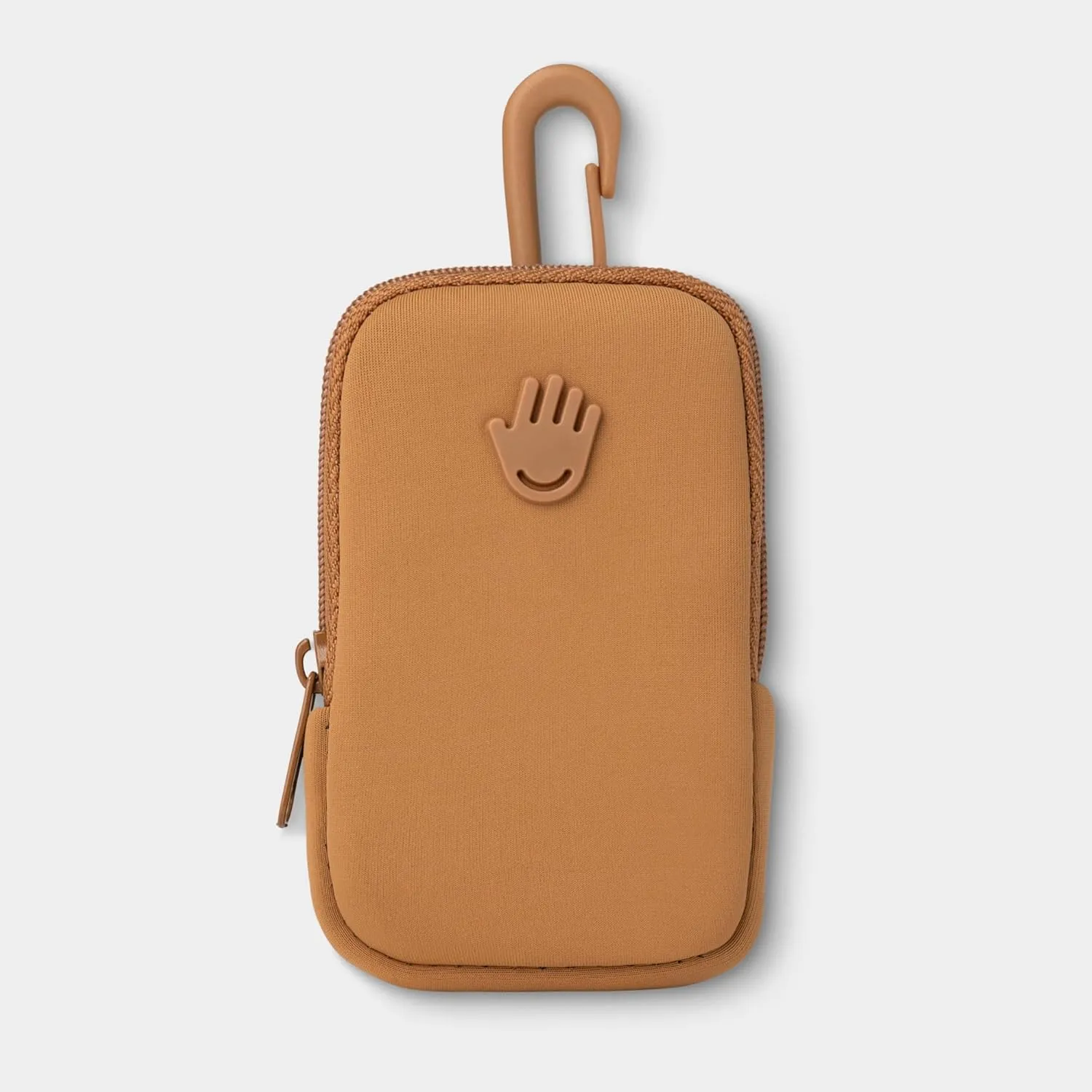Touchette Zippered Pouch, Attachable Fashion Accessory with Snap Hook for Touchland Hand Sanitizer 1FL OZ., Caramel
