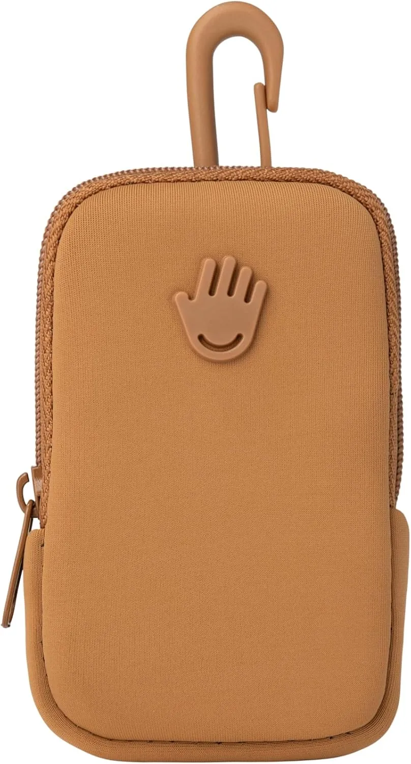 Touchette Zippered Pouch, Attachable Fashion Accessory with Snap Hook for Touchland Hand Sanitizer 1FL OZ., Caramel