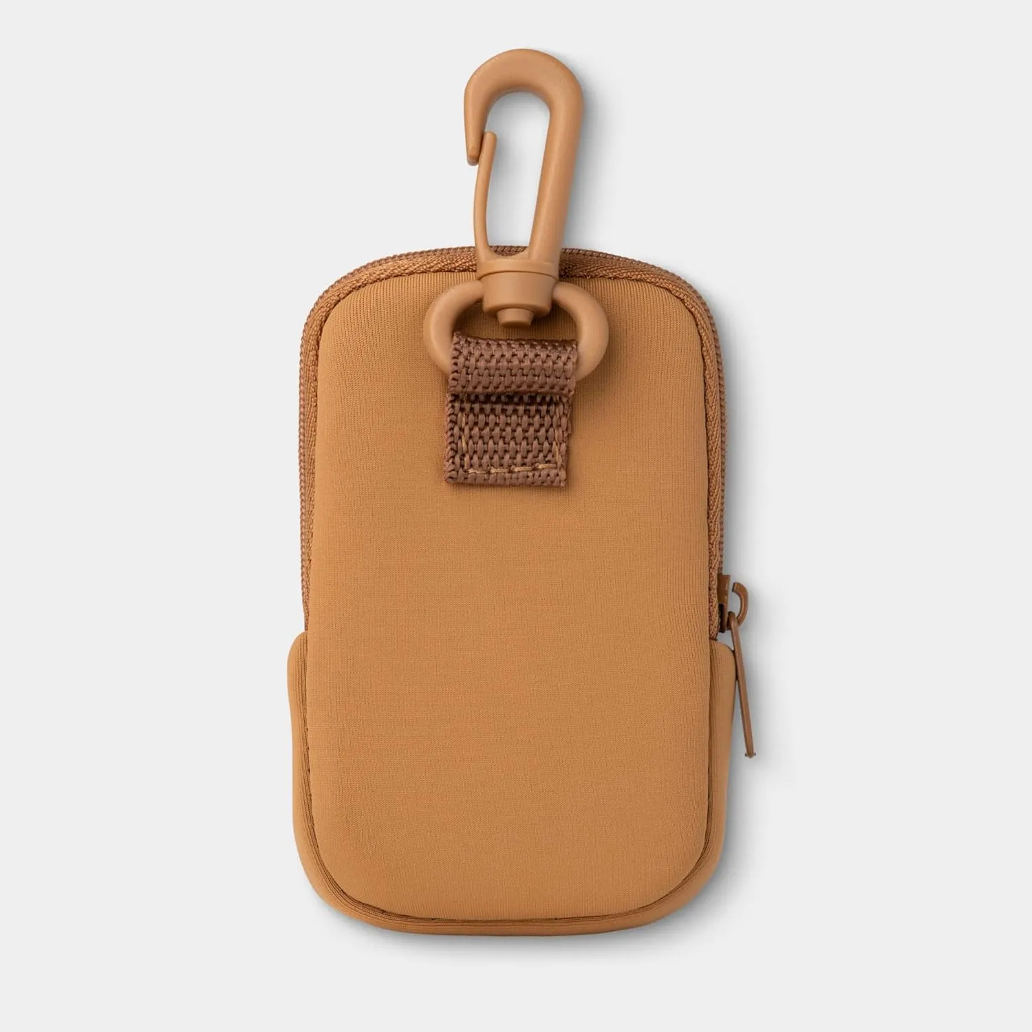 Touchette Zippered Pouch, Attachable Fashion Accessory with Snap Hook for Touchland Hand Sanitizer 1FL OZ., Caramel