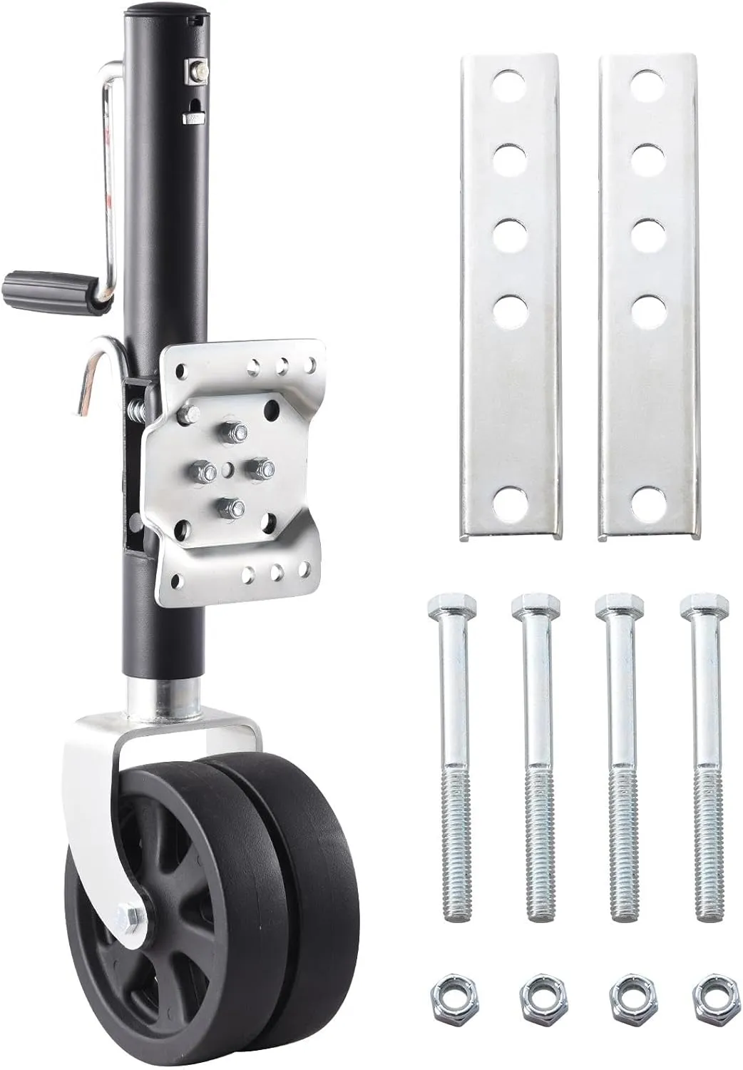 Trailer Wheel Jack, 8 Inch Double Wheel Boat Lift with Handle, 2000Lbs Lift Trailer Jack, Heavy Duty Trailer Lift for Boat RV Trailer Utility