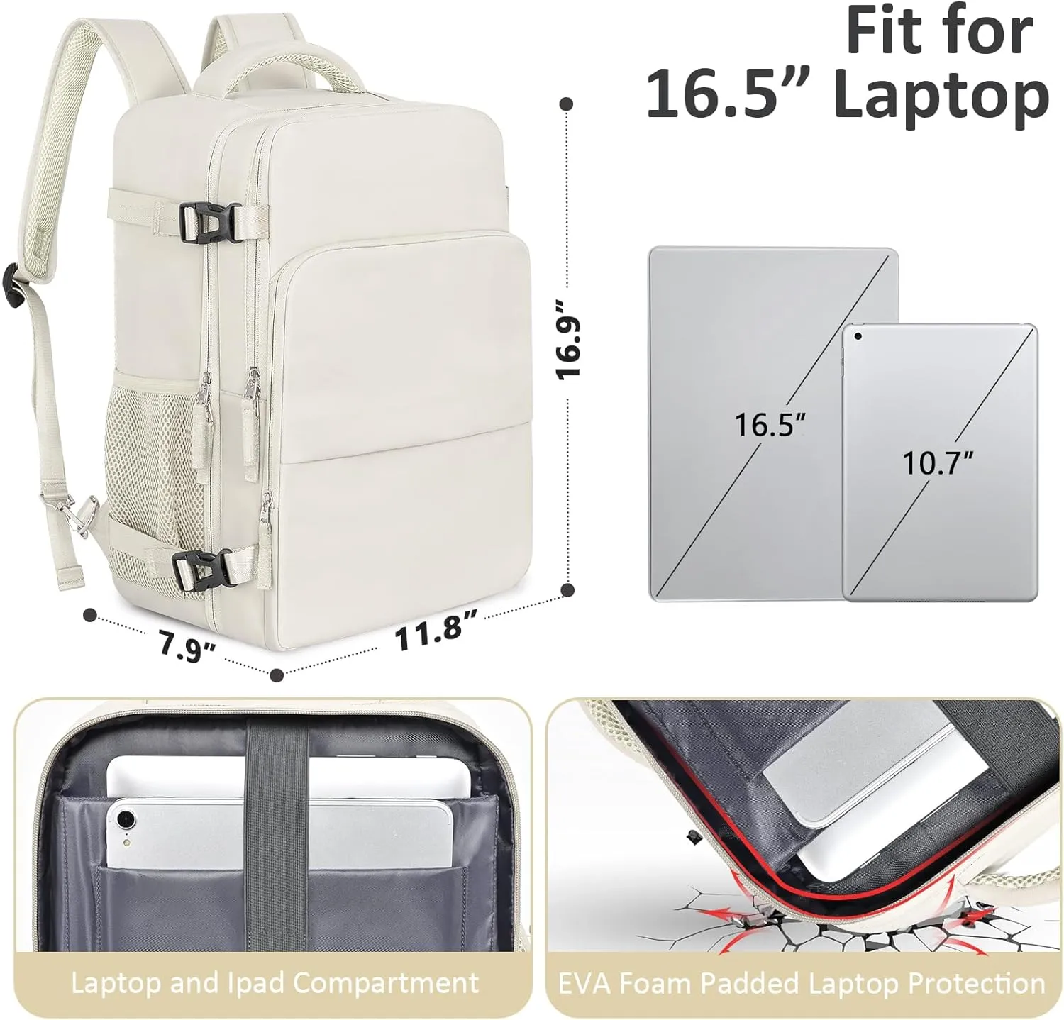 Travel Backpack for Women Men,Travel Laptop Backpack w/USB Charging Port, Waterproof Travel Backpack Carry On Flight Approved,Weekender Business Hiking Bag,Laptop Backpack 15.6 inch