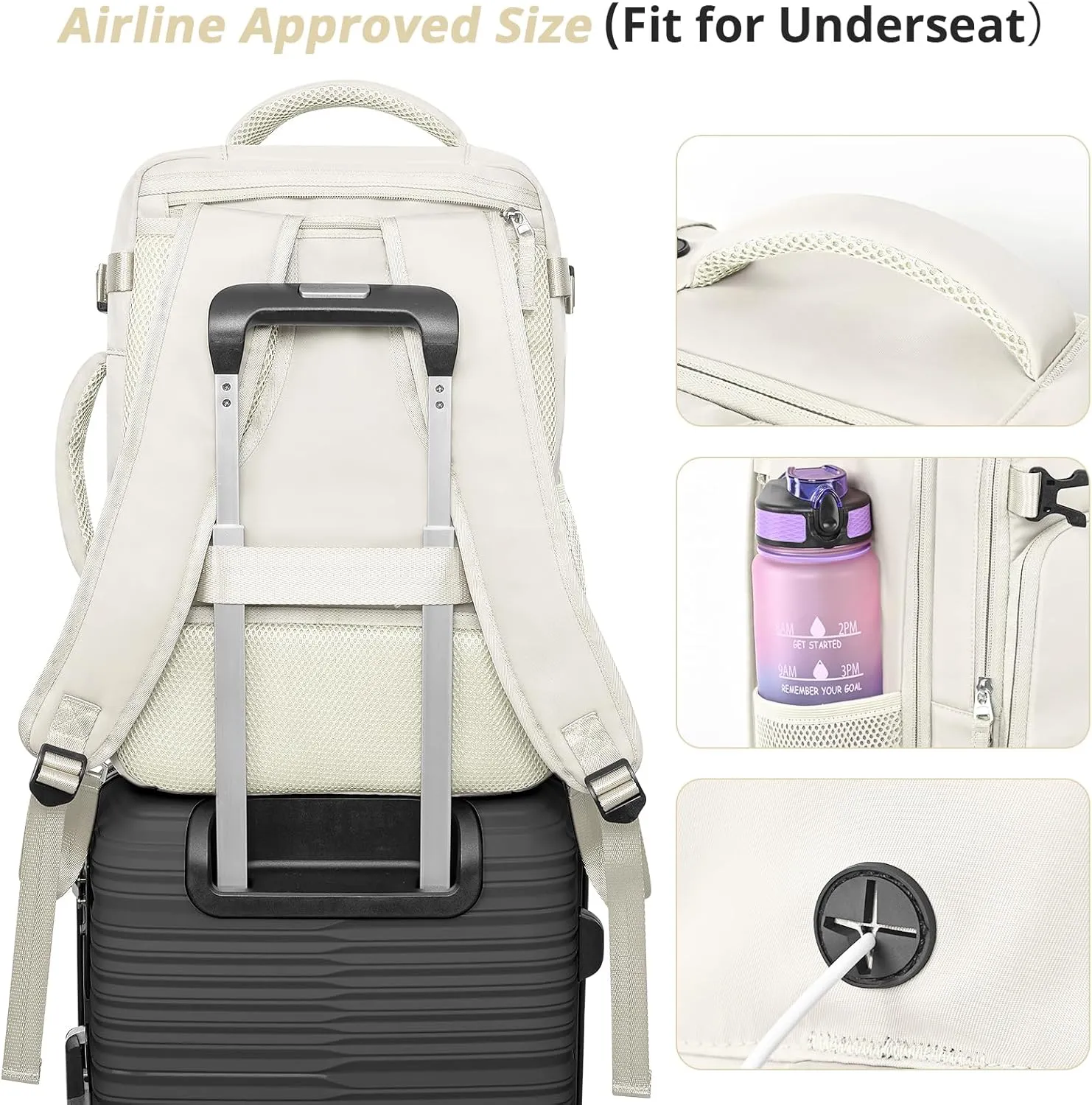Travel Backpack for Women Men,Travel Laptop Backpack w/USB Charging Port, Waterproof Travel Backpack Carry On Flight Approved,Weekender Business Hiking Bag,Laptop Backpack 15.6 inch