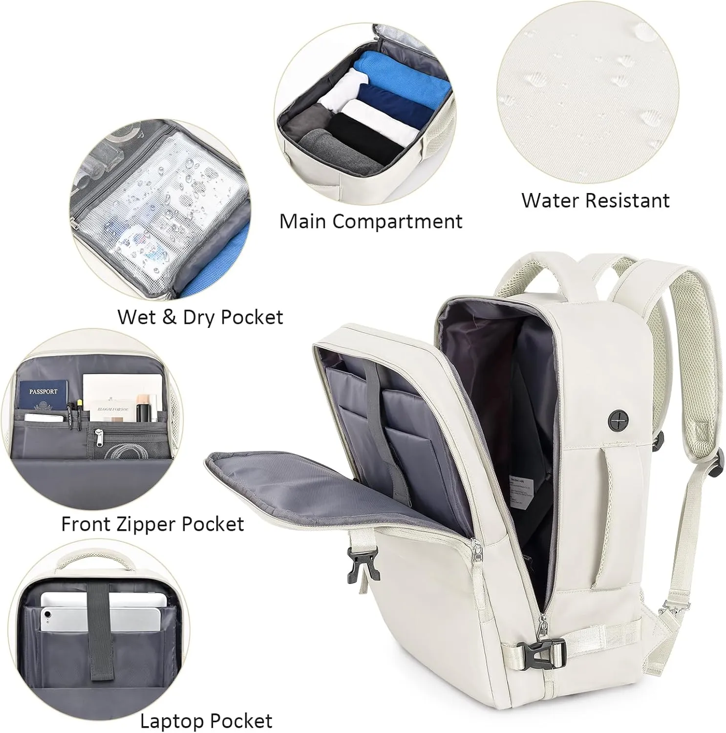 Travel Backpack for Women Men,Travel Laptop Backpack w/USB Charging Port, Waterproof Travel Backpack Carry On Flight Approved,Weekender Business Hiking Bag,Laptop Backpack 15.6 inch