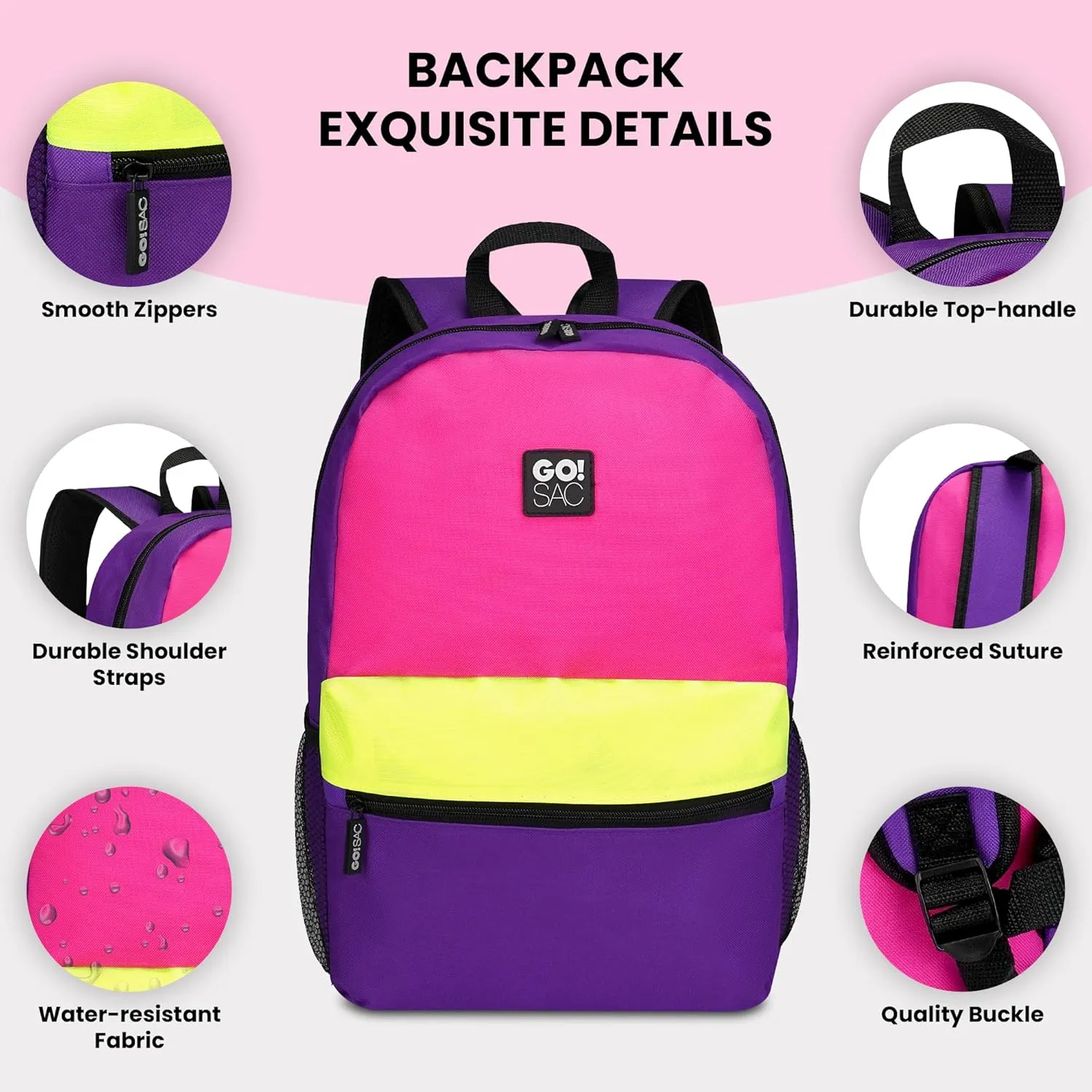 Travel Backpack Spacious for Books and Laptops Comfortable Adjustable Straps Zip-around Closure Bottle Pockets 17Inch
