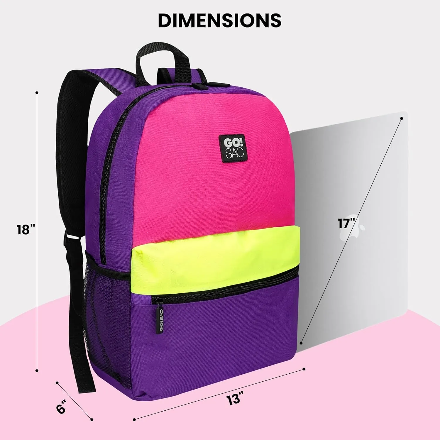 Travel Backpack Spacious for Books and Laptops Comfortable Adjustable Straps Zip-around Closure Bottle Pockets 17Inch