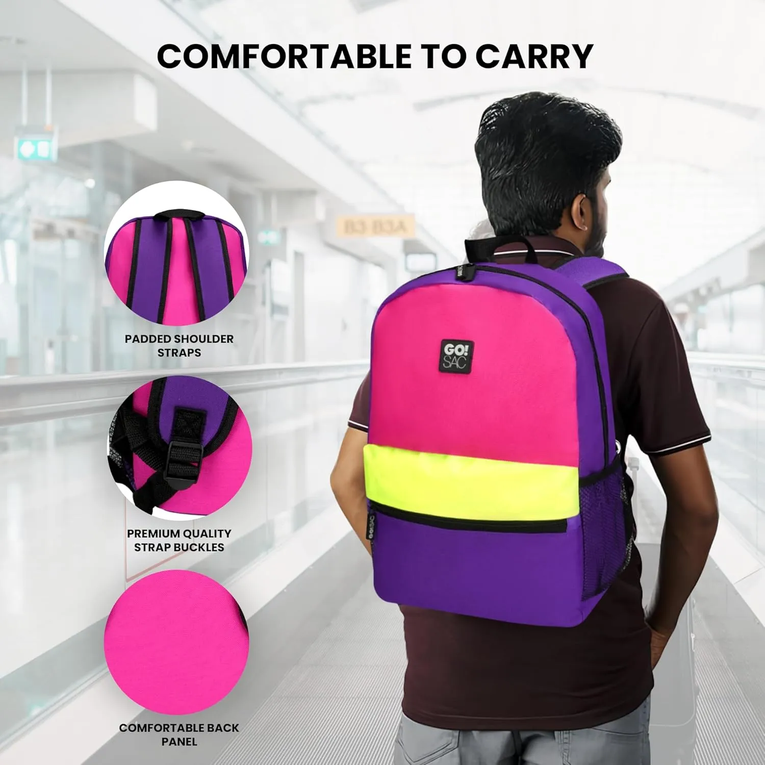 Travel Backpack Spacious for Books and Laptops Comfortable Adjustable Straps Zip-around Closure Bottle Pockets 17Inch