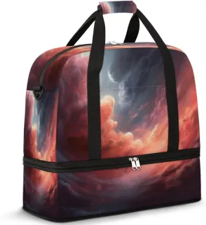 Travel Duffel Bag Universe Cloud Nebula Sport Gym Bag for Woman Man,Waterproof Foldable Weekend Overnight Bag for Yoga Workout Training with Shoe Compartment