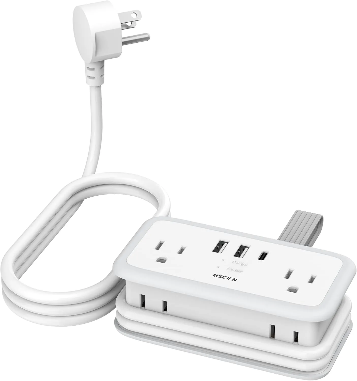 Travel Power Strip - 5FT Extension Cord With 6 Outlets, Surge Protector, USB Ports (1 USB C), Compact for Home Office Hotel