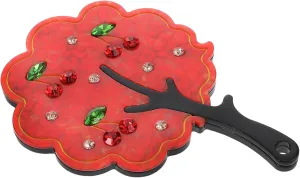 Tree-Shaped Rhinestone Mini Compact Mirror Portable Handheld Acetate Beauty Mirror for Travel for Girls Women