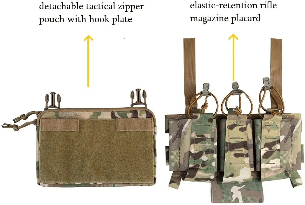 Triple 5.56 Mag Pouch with Utility Bag,Hook-and-Loop Tactical Placard for Rifle Magazines & Pistol Magazines