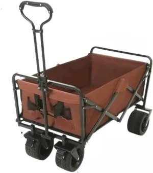 Trolley Cart Outdoor Folding Utility Wagon 4 Wheeled Folding Camping Cart Utility Garden Trolley Outdoor Handcart with Brake Camping Cart Garden Wagon