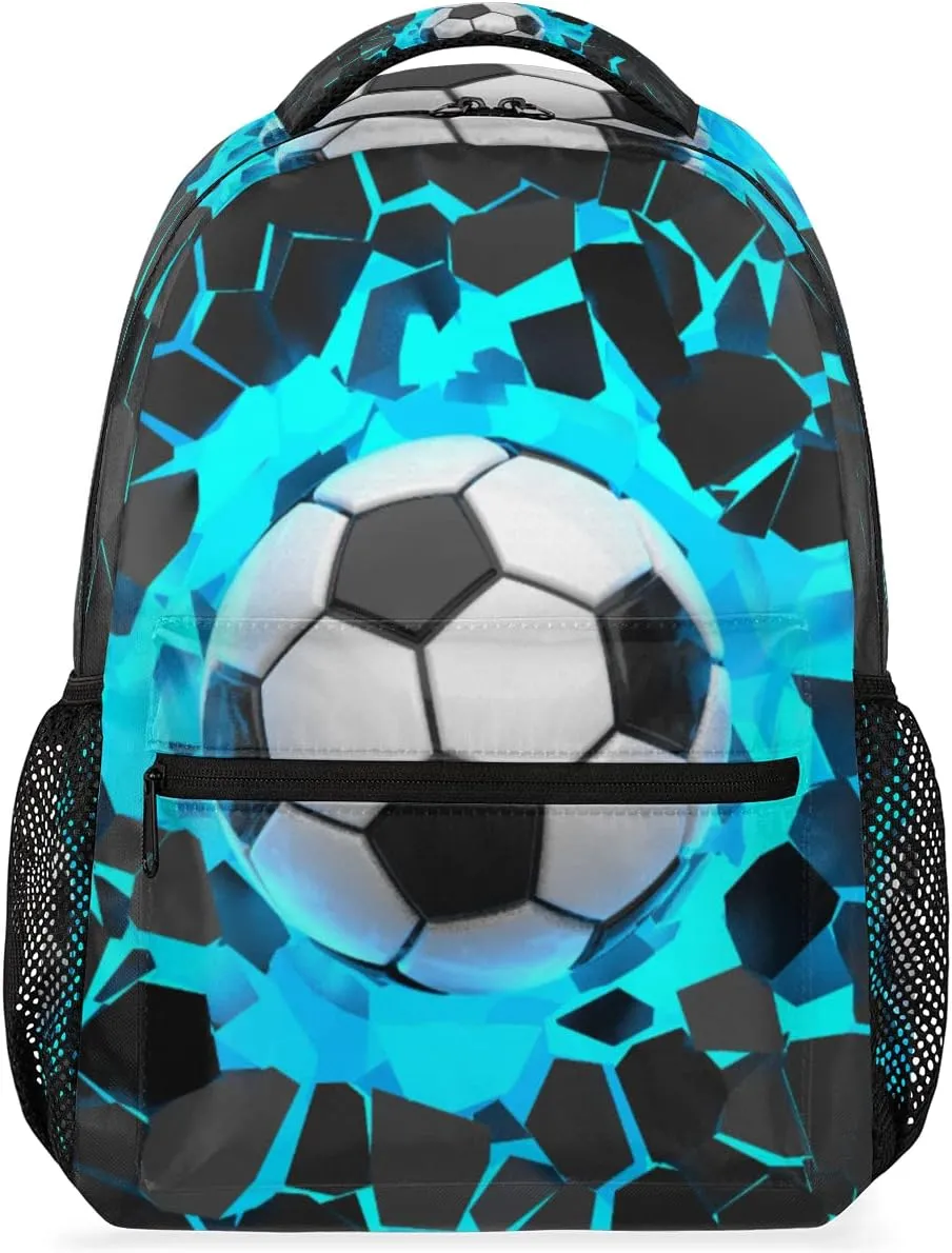 TropicalLife 3D Light Wall Football Larger Backpack School Bookbag for Kids Boys Girl,Sport Ball Travel Laptop Backpacks Book Bag Hiking Camping Daypack