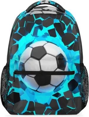 TropicalLife 3D Light Wall Football Larger Backpack School Bookbag for Kids Boys Girl,Sport Ball Travel Laptop Backpacks Book Bag Hiking Camping Daypack