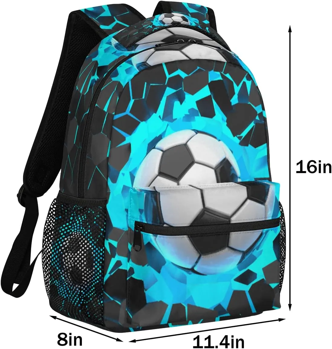 TropicalLife 3D Light Wall Football Larger Backpack School Bookbag for Kids Boys Girl,Sport Ball Travel Laptop Backpacks Book Bag Hiking Camping Daypack