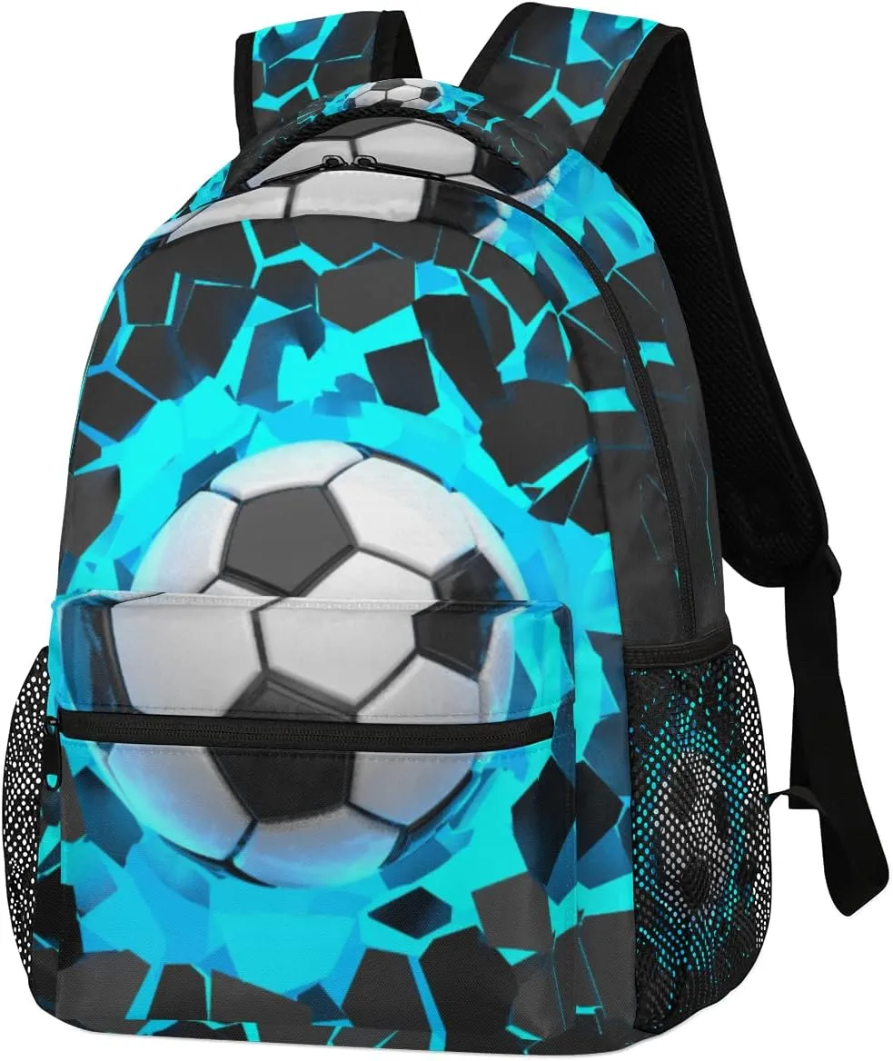 TropicalLife 3D Light Wall Football Larger Backpack School Bookbag for Kids Boys Girl,Sport Ball Travel Laptop Backpacks Book Bag Hiking Camping Daypack