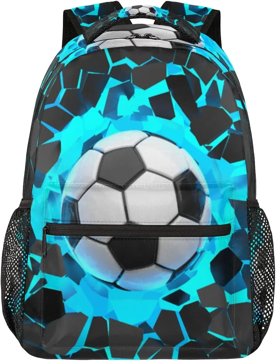 TropicalLife 3D Light Wall Football Larger Backpack School Bookbag for Kids Boys Girl,Sport Ball Travel Laptop Backpacks Book Bag Hiking Camping Daypack