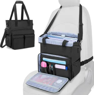 Trunab Car Front Seat Organizer with File Compartment, Laptop Sleeve, Accessories Slots, Adjustable Shoulder Strap, Car Office Storage Bag for Patrol Law Enforcement, Salesman, Business Trip