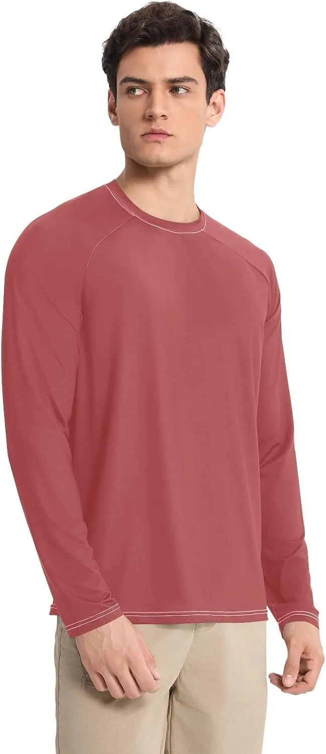Turquoise SPF 50 Shirts for Men Quick Dry Hot Weather Long Sleeve Shirt Small
